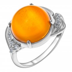 Серебряное кольцо с сердоликом и сердоликом синтетическим Приволжский ювелир 251088-CRN
