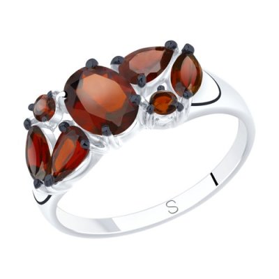 Кольцо из серебра с гранатами (Арт.92011809)