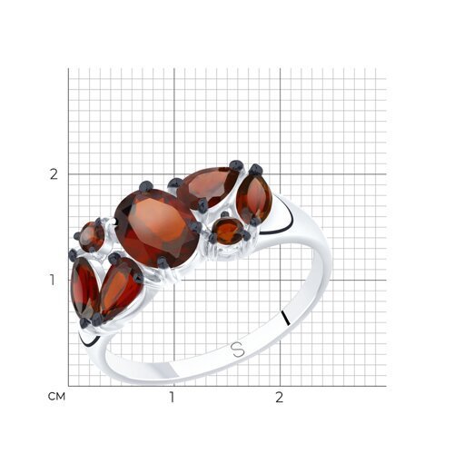 Кольцо из серебра с гранатами (Арт.92011809)