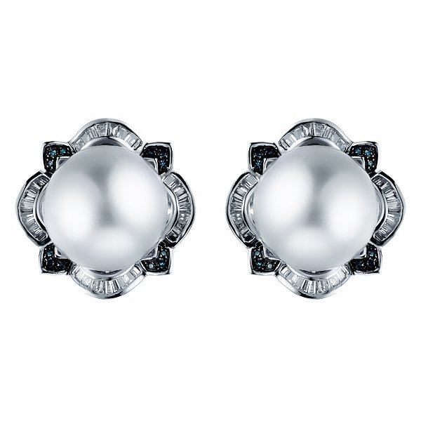 Серьги из белого золота с бриллиантом и жемчугом (Арт.me89216t_dl_wp_wg)