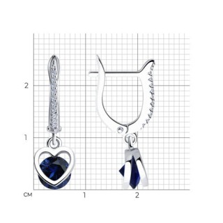 Серьги из серебра с фианитами «Сердце полуночного неба» Соколов (арт.9402)