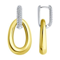 Серьги из золочёного серебра с фианитами (Арт.93-121-01834-1)