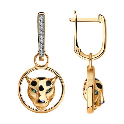 Серьги из золота с бриллиантами и изумрудами (Арт.3020491)