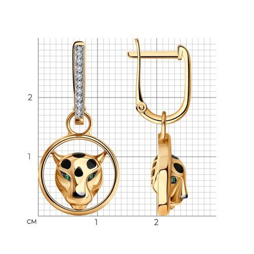 Серьги из золота с бриллиантами и изумрудами (Арт.3020491)