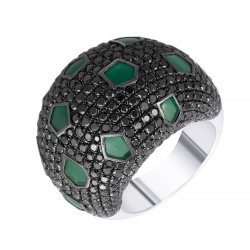 Кольцо из белого золота с бриллиантом и изумрудом (Арт.rs0798-001_ko_db_eb_wg)