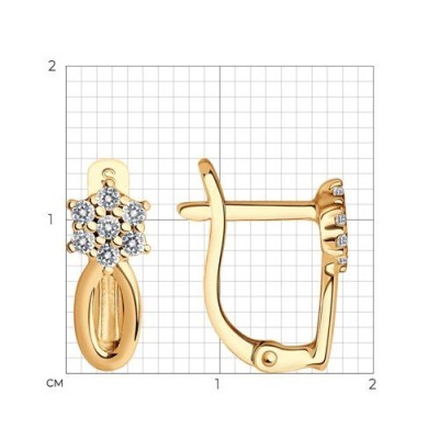 Серьги из серебра с фианитами «Золотой рассвет» Соколов (арт.93020482)