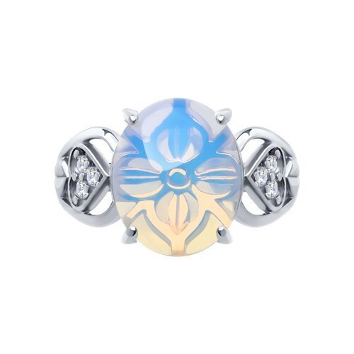 Кольцо серебряное с опалитом и фианитами «Лунное Свечение» SOKOLOV (арт.94-310-01836-1)