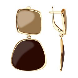 Серьги из золочёного серебра с эмалью (Арт.93020967)