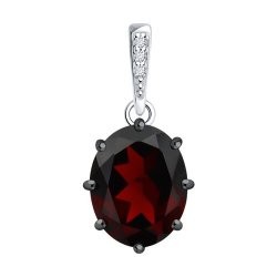 Подвеска из серебра с гранатом и фианитами (Арт.94-330-02054-2)
