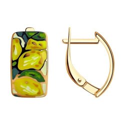 Серьги из золочёного серебра с эмалью (Арт.93022383)