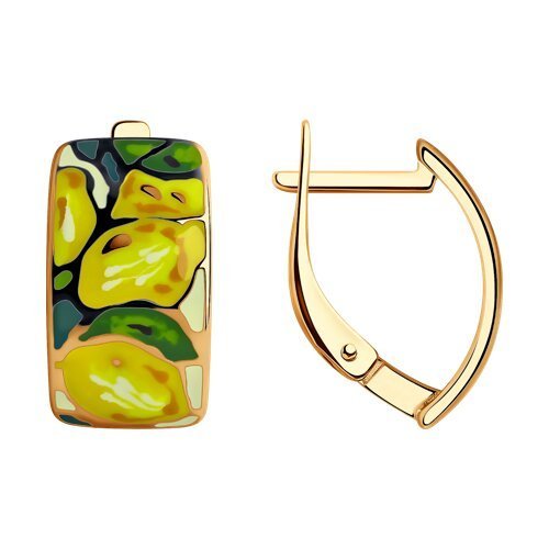Серьги из золочёного серебра с эмалью (Арт.93022383)