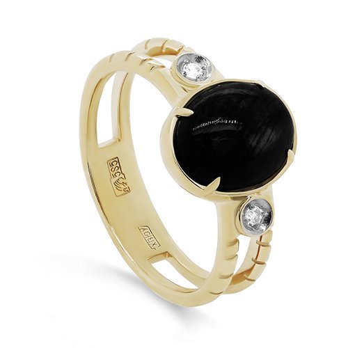 Кольцо золото с бриллиантами и ониксом «Ночная Тайна» Kabarovsky (арт.11-21386-6700)