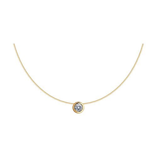 Колье из золочёного серебра с фианитом (Арт.93070070)