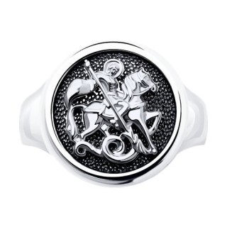 Кольцо из серебра с фианитом «Георгий Победоносец» Соколов (арт.9501)