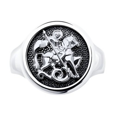 Кольцо из серебра с фианитом «Георгий Победоносец» Соколов (арт.9501)