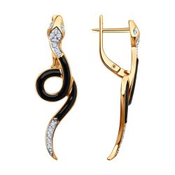Серьги из золота с бриллиантами и эмалью (Арт.51-220-02749-1)