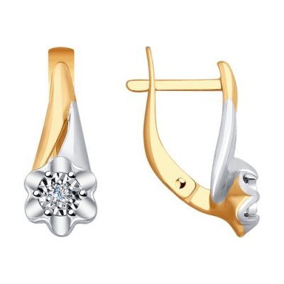 Серьги золото 585 с бриллиантами «Цветок рассвета» SOKOLOV (арт.51220000181)