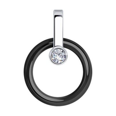 Подвеска из серебра с керамической вставкой и фианитом (Арт.94-130-01280-1)