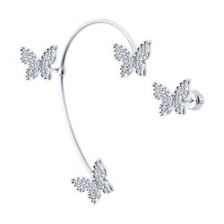 Серьга из серебра с фианитами (Арт.94170325)