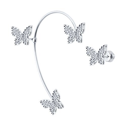 Серьга из серебра с фианитами (Арт.94170325)