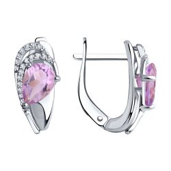 Серьги из серебра с аметистами и фианитами (Арт.94-320-00548-3)