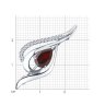 Брошь из серебра с гранатом и фианитами (Арт.94-340-01045-2)