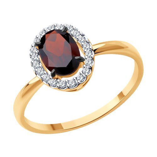 Кольцо золотое с гранатом и фианитами «Королева вечера» SOKOLOV (арт.51-310-02049-3)