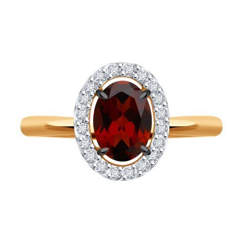 Кольцо золотое с гранатом и фианитами «Королева вечера» SOKOLOV (арт.51-310-02049-3)