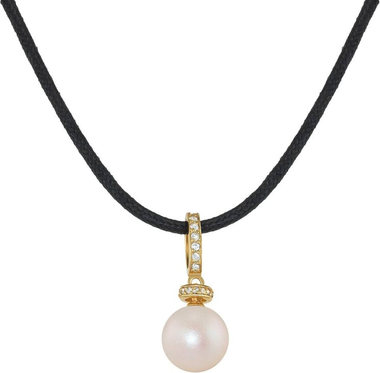 Кулон из серебра с жемчугом и кристаллом swarovski (Арт.abp-2-10-35-g)