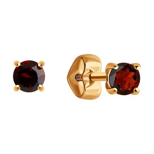 Серьги-пусеты из золота с гранатом «Пламя сердца» Соколов (арт.51-322-01296-5)