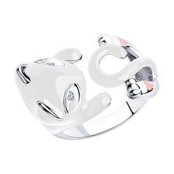 Кольцо из серебра с фианитами и эмалью (Арт.94011779)