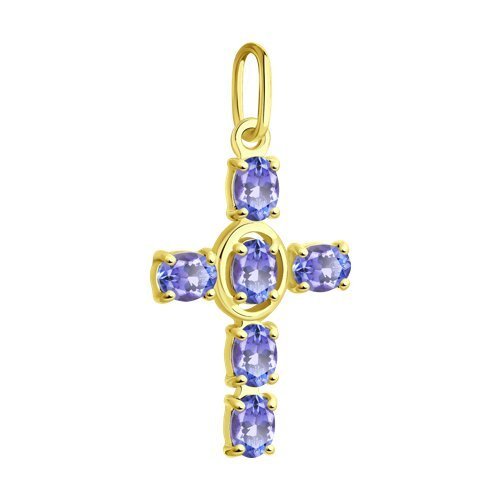 Подвеска из желтого золота с танзанитами (Арт.6034166-2)