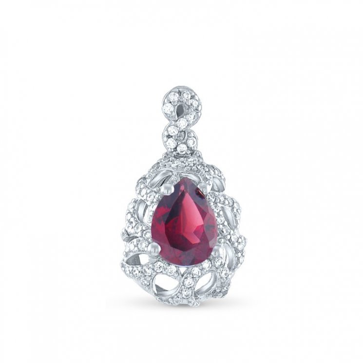 Подвеска Серебряные крылья (Арт.23knys1817-155_granat_kubcirkonii)
