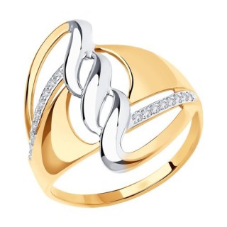 Кольцо из золота с фианитом «Игра линий» Соколов (арт.018656)