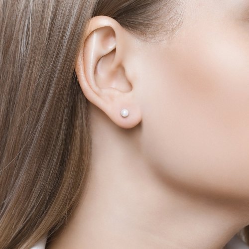 Серьги-пусеты из серебра с жемчугом (Арт.94020547)