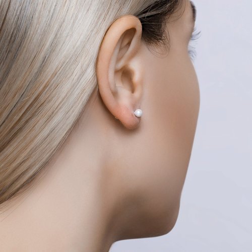 Серьги-пусеты из серебра с жемчугом (Арт.94020547)