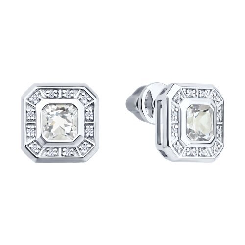 Серьги пусеты золотые пробы 585 с горным хрусталем (Арт.72-00505-3)