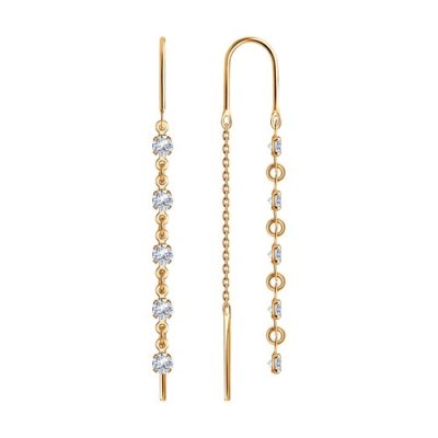 Серьги-цепочки из золота с фианитами «Пять огней» SOKOLOV (арт.022813)