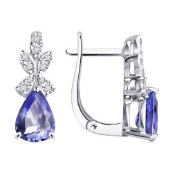 Серьги из белого золота с бриллиантами и танзанитами (Арт.6024398-3)