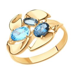 Кольцо золотое пробы 585 с миксом камней (Арт.714859)