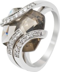 Кольцо из белого золота с бриллиантом и кварцем (Арт.sa002gdb2_54)