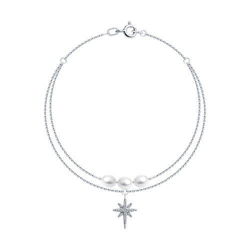 Браслет золотой пробы 585 с жемчугом (Арт.79-50011-3)