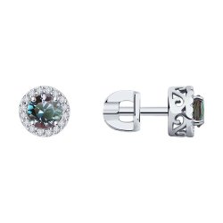 Серьги пусеты золотые пробы 585 с александритом (Арт.72-00193-3)
