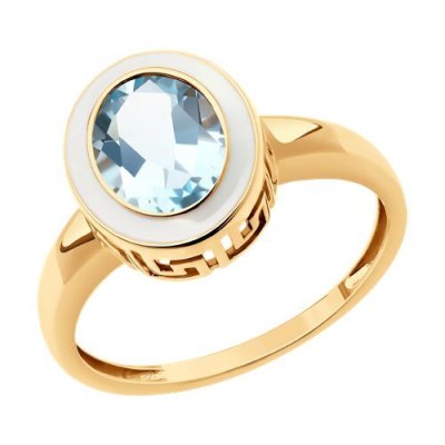 Кольцо золотое с топазом и эмалью «Небесный ореол» Соколов (арт.716370)