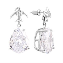 Серьги из серебра с фианитом (Арт.cz-e02054-x-w-w-x-w)