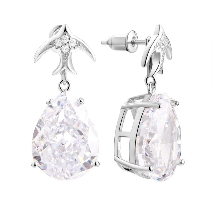 Серьги из серебра с фианитом (Арт.cz-e02054-x-w-w-x-w)