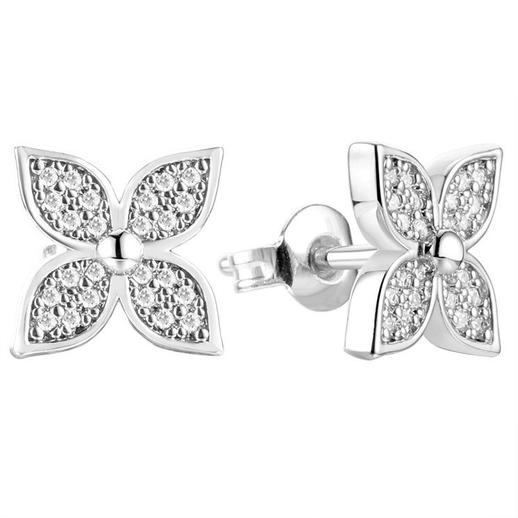 Серьги из серебра с фианитом (Арт.cz-e03840-x-w-x-x-w)
