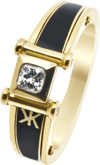 Кольцо из золота с бриллиантом и эмалью (Арт.4265tkln)