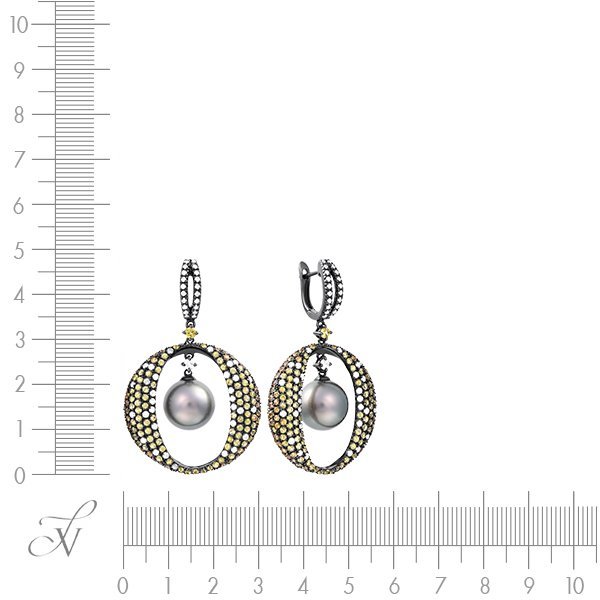 Серьги из золота с бриллиантом и жемчугом (Арт.aase3220_sr_wb_sm_blk)