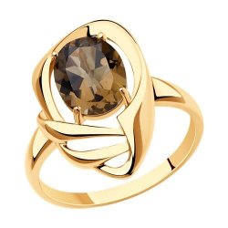 Кольцо из золочёного серебра с раухтопазом (Арт.93-310-02693-1)